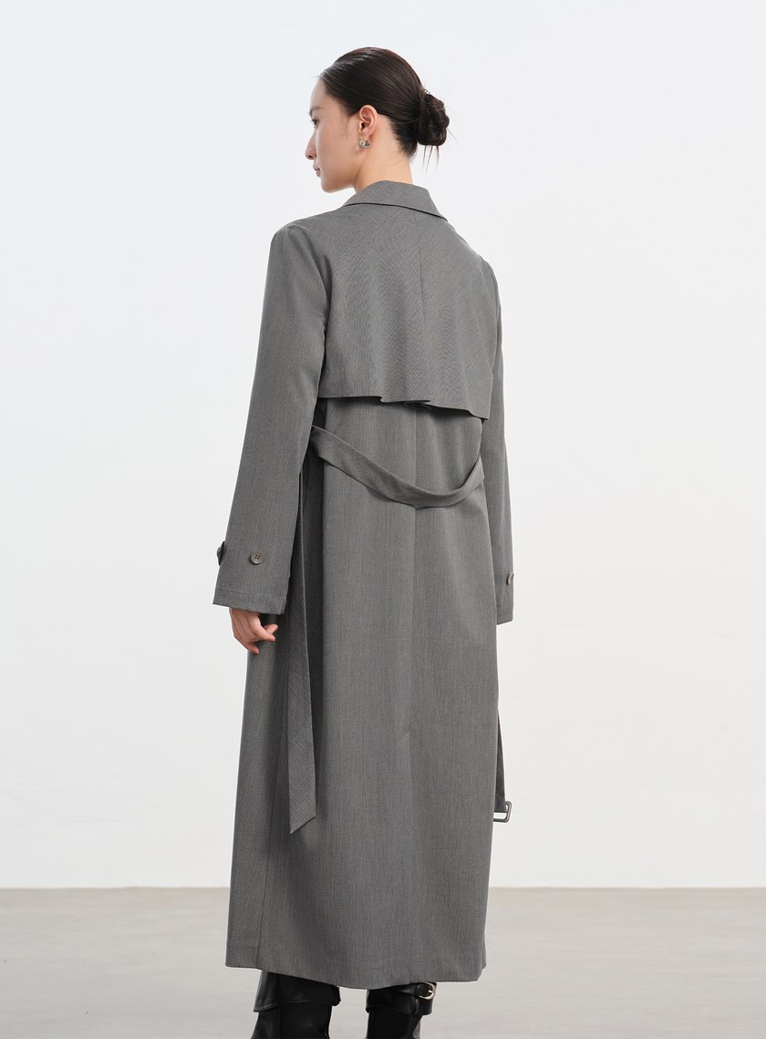 俐落長版風衣式洋裝