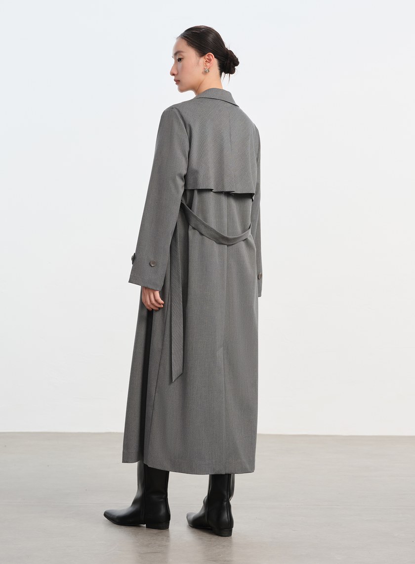 俐落長版風衣式洋裝