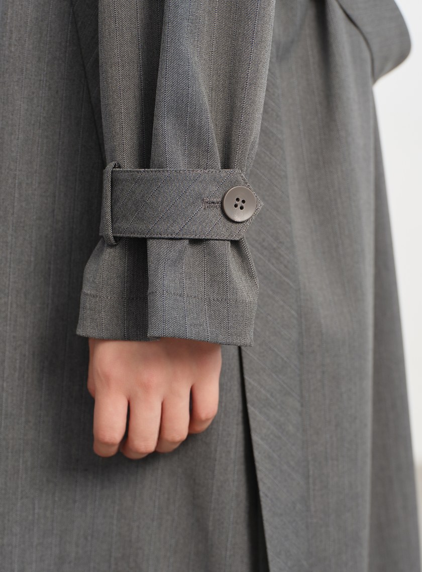 俐落長版風衣式洋裝