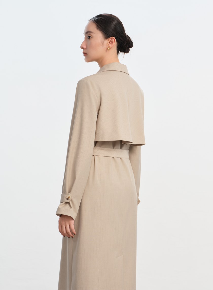 俐落長版風衣式洋裝