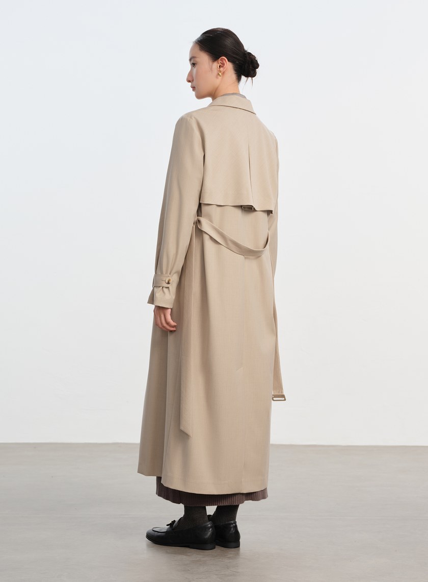 俐落長版風衣式洋裝