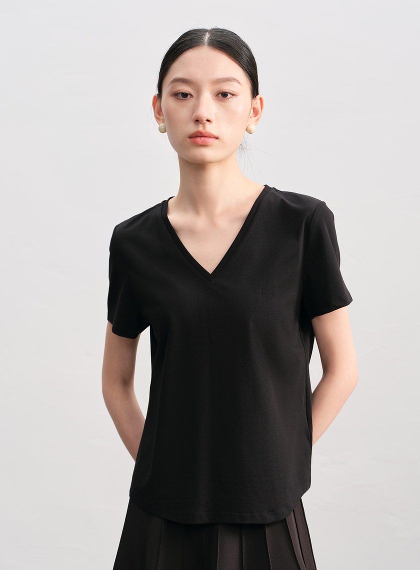 涼感印花V領T-Shirt