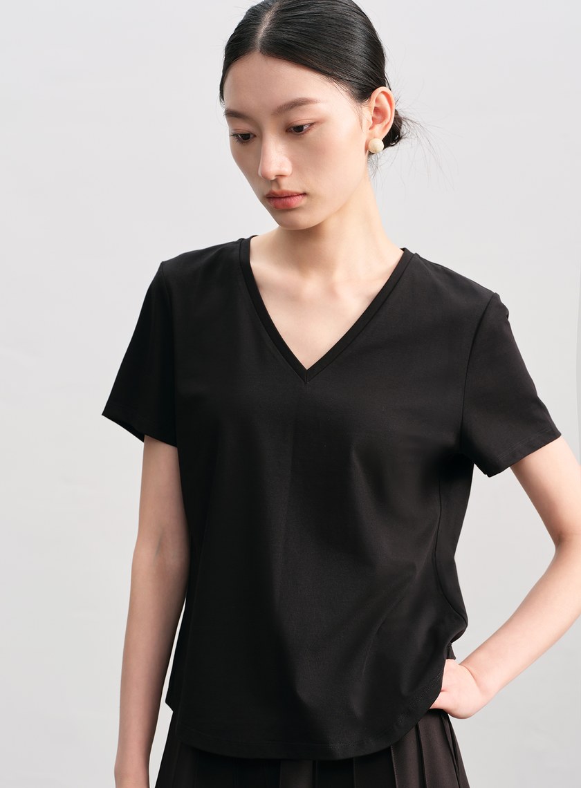 涼感印花V領T-Shirt