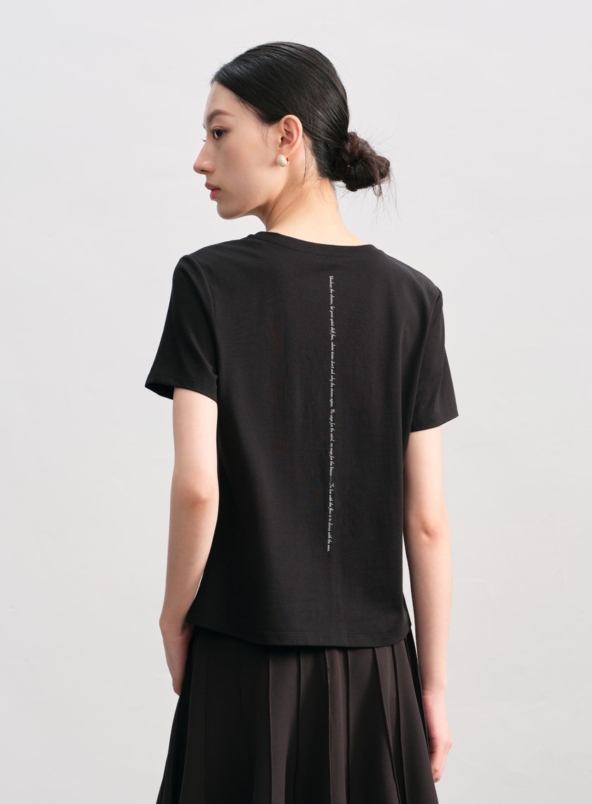 涼感印花V領T-Shirt