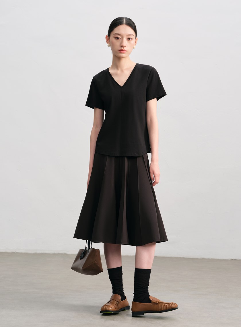 涼感印花V領T-Shirt