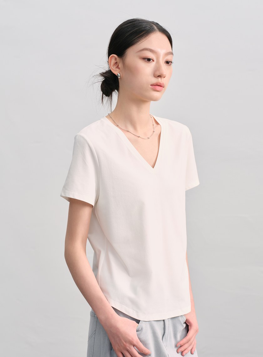 涼感印花V領T-Shirt