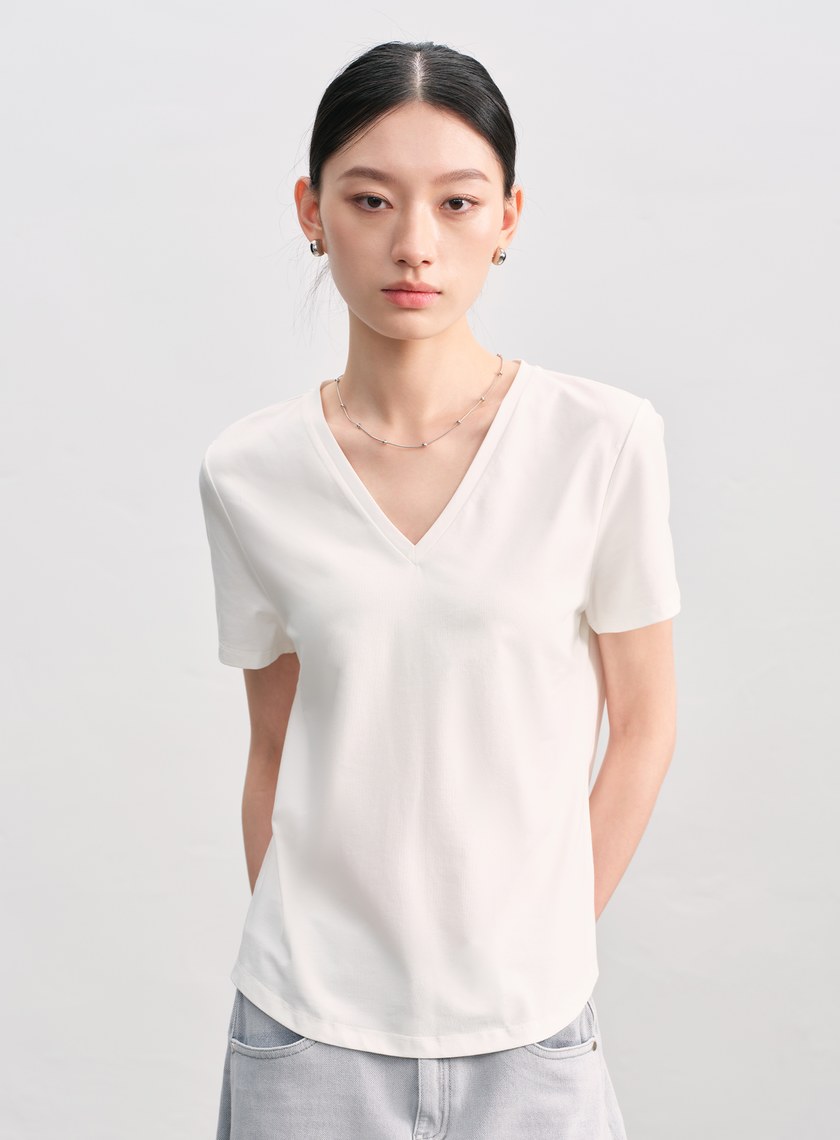 涼感印花V領T-Shirt