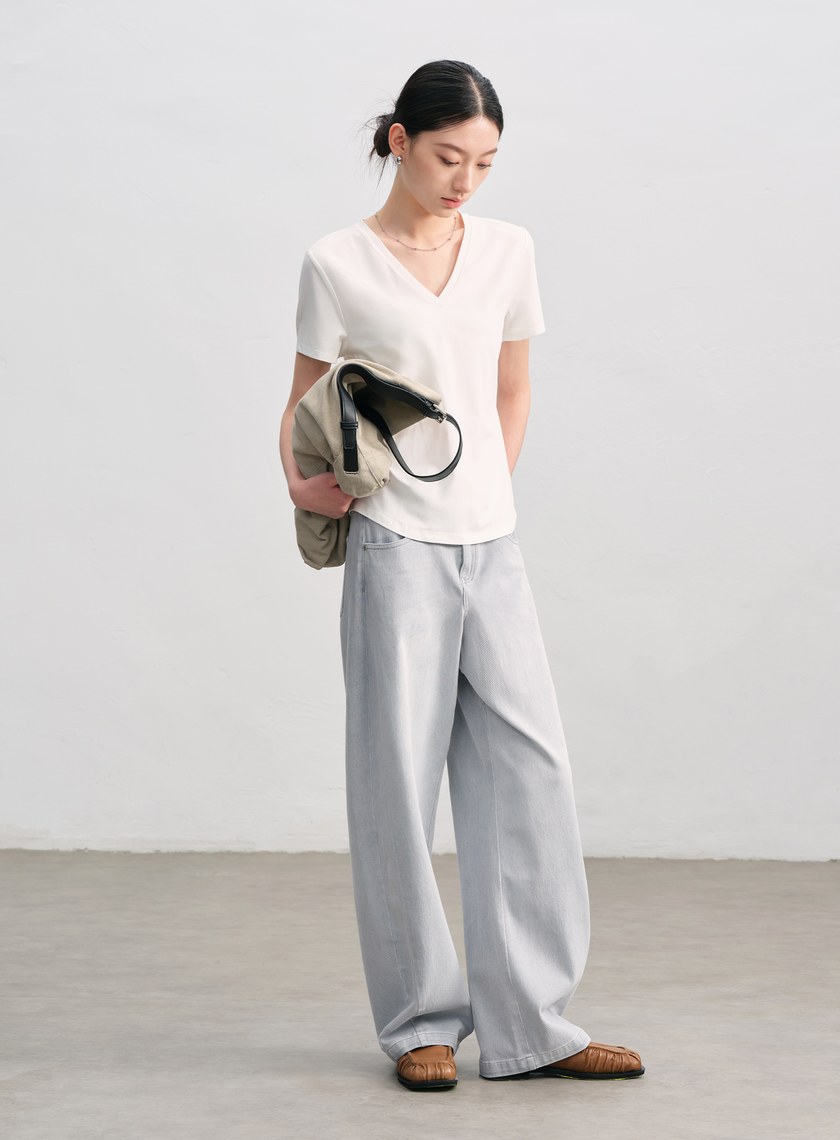 涼感印花V領T-Shirt