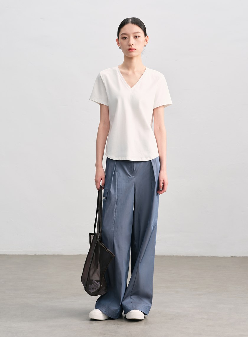 涼感印花V領T-Shirt