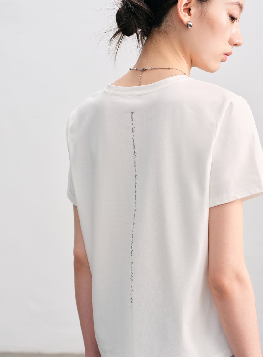 涼感印花V領T-Shirt