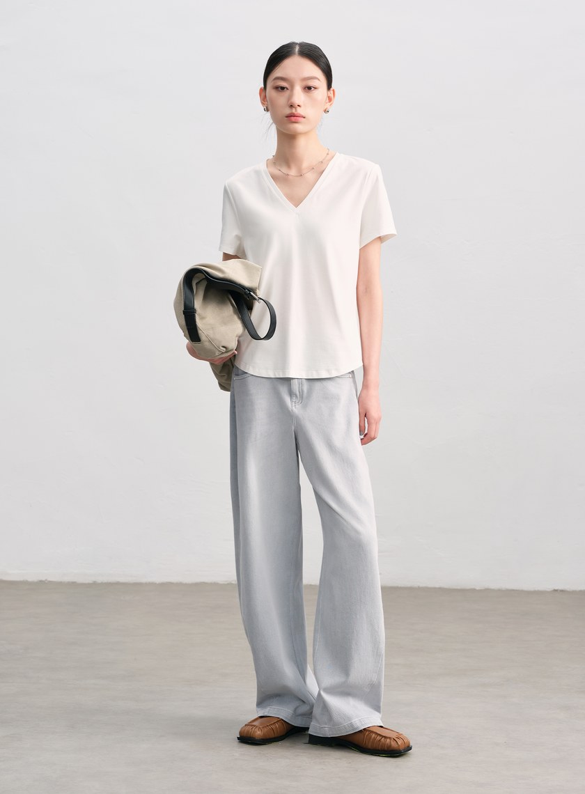 涼感印花V領T-Shirt