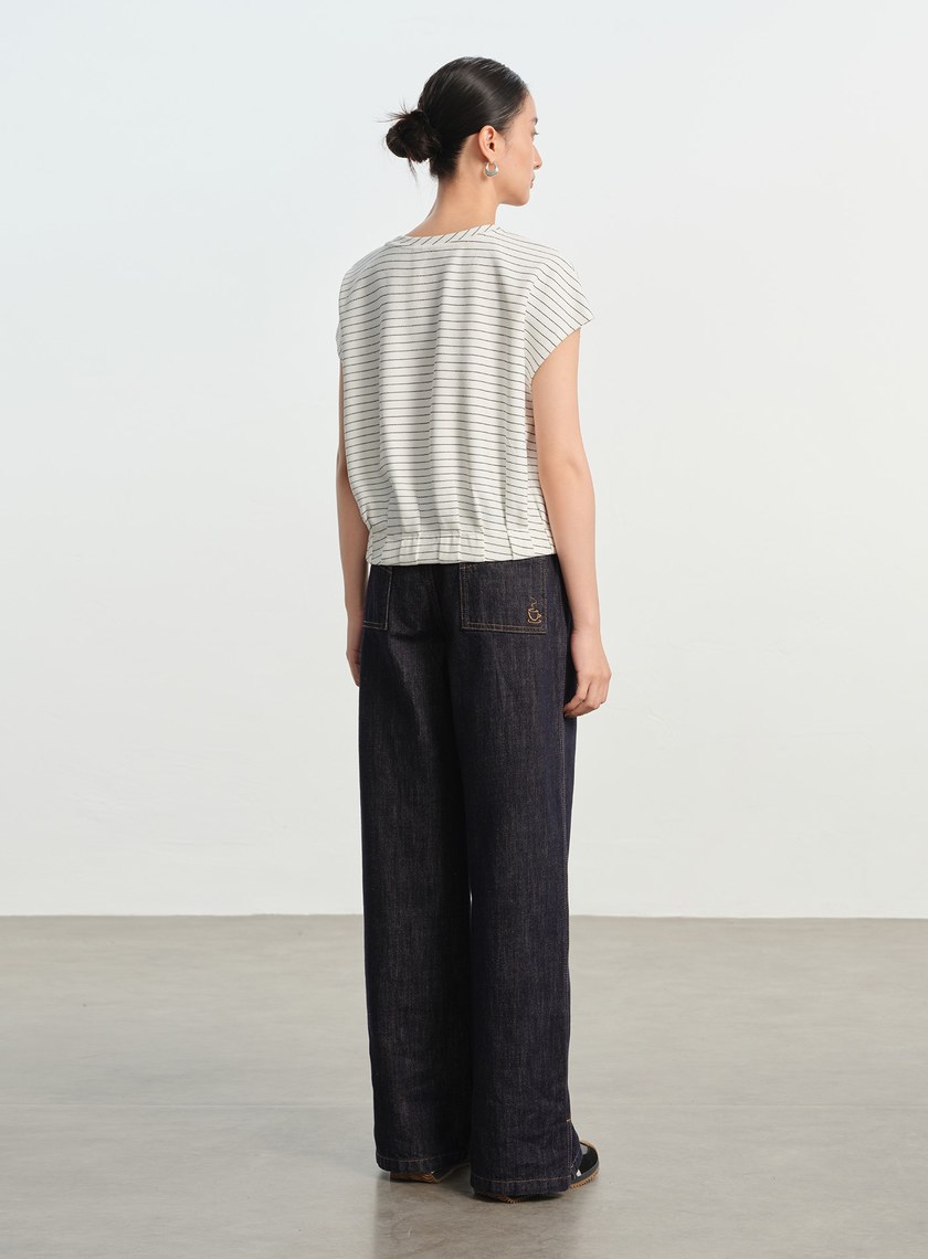 垂墜感落肩口袋上衣