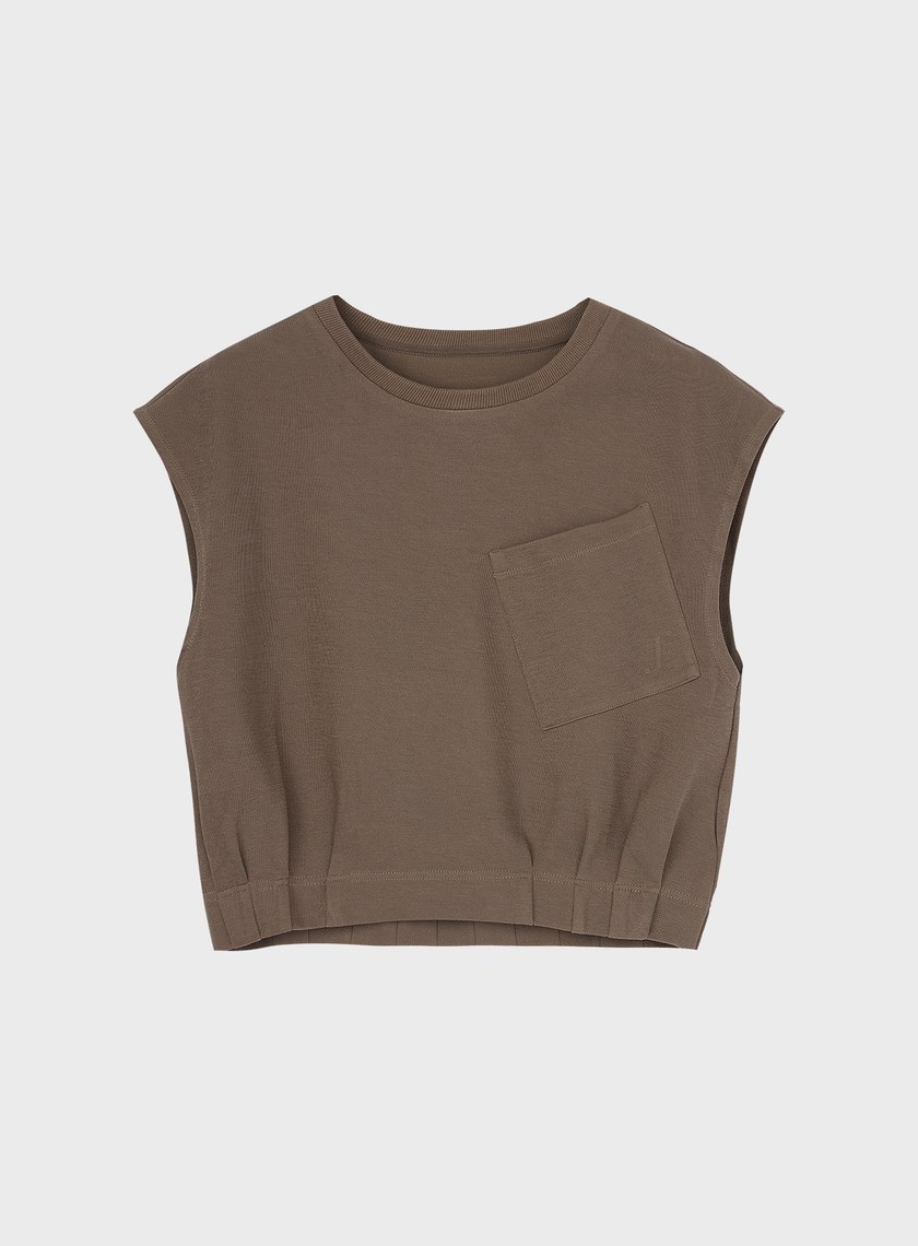 垂墜感落肩口袋上衣