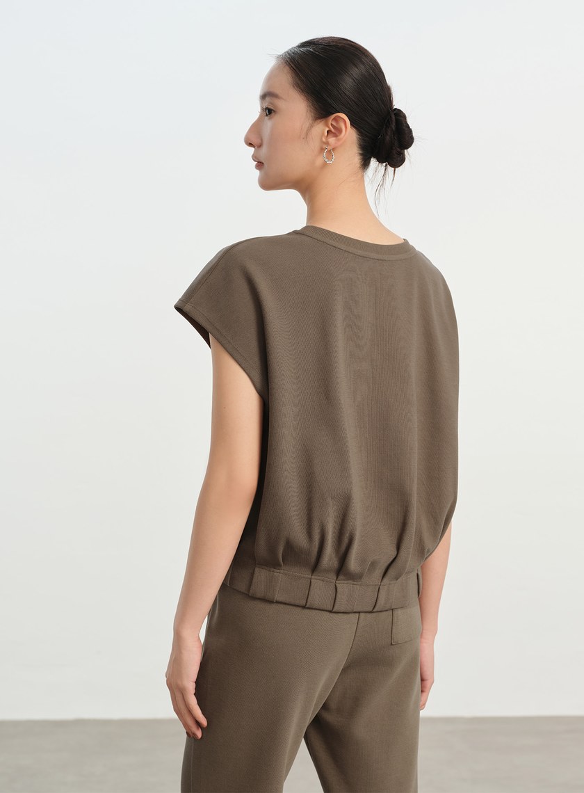 垂墜感落肩口袋上衣