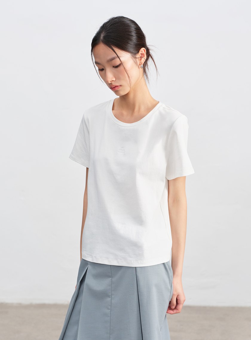 涼感圓領寬版上衣