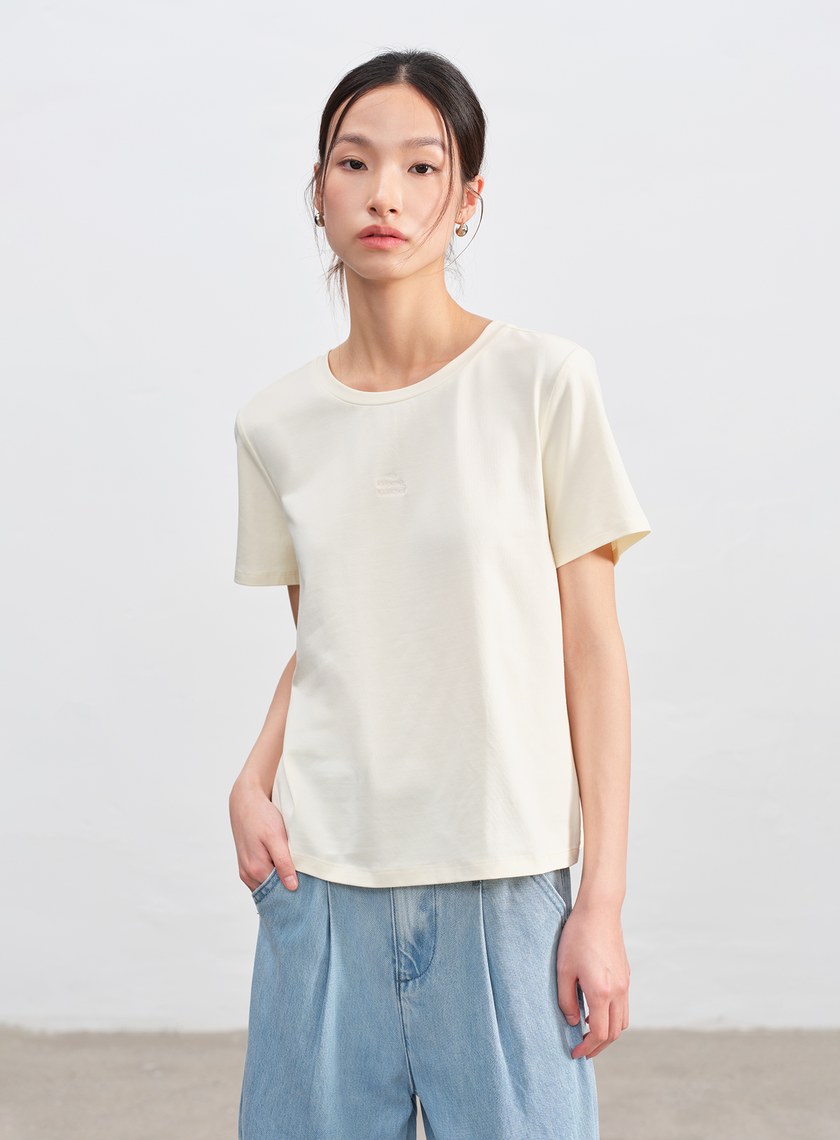 涼感圓領寬版上衣