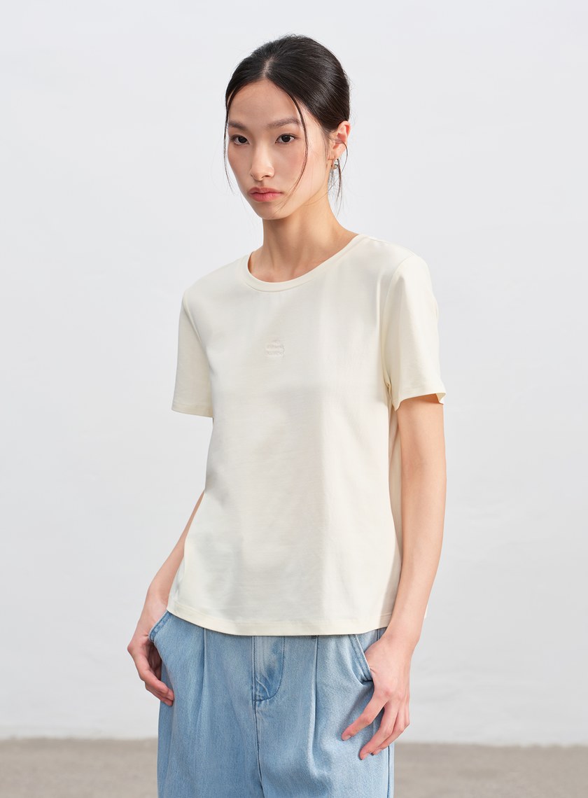 涼感圓領寬版上衣