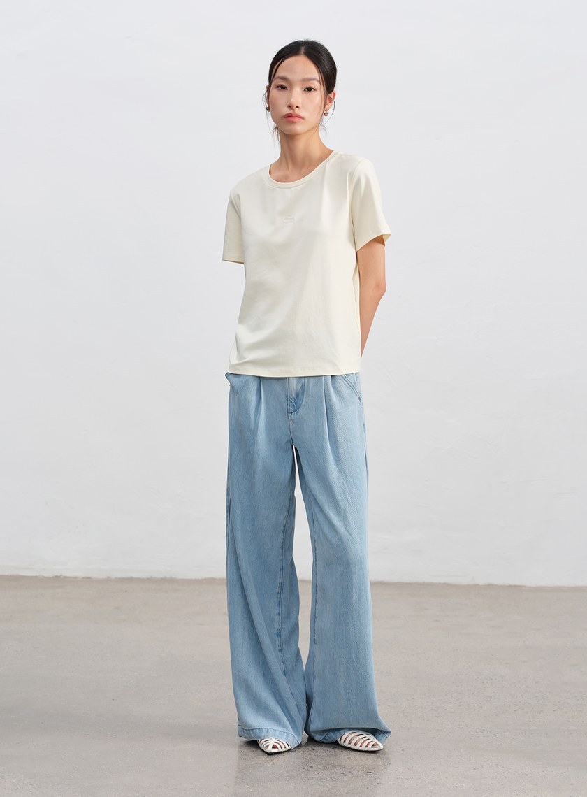 涼感圓領寬版上衣