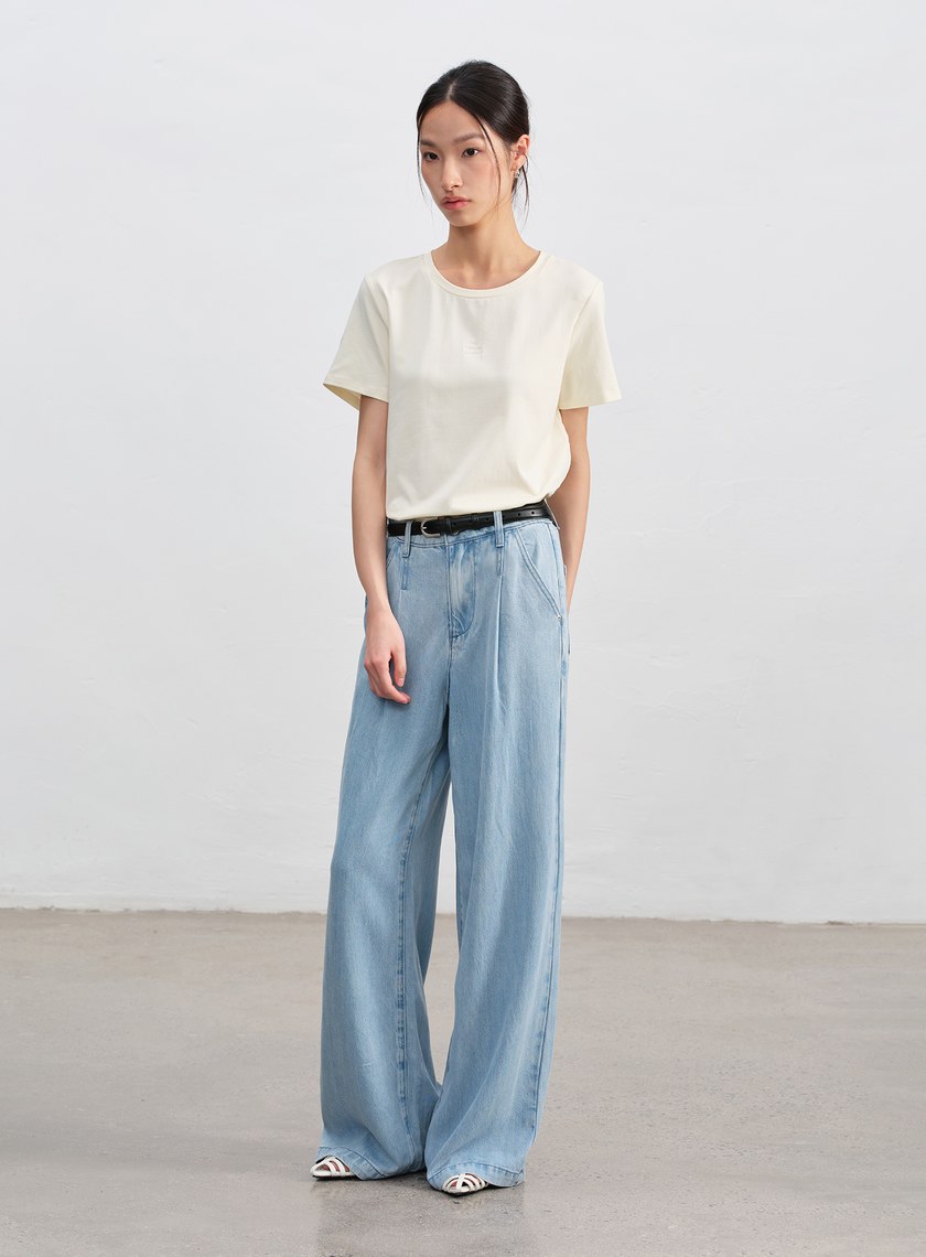 涼感圓領寬版上衣