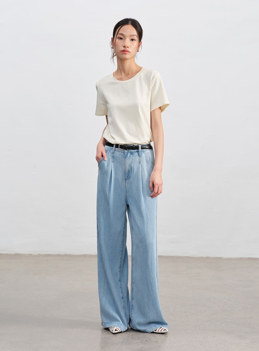 涼感圓領寬版上衣