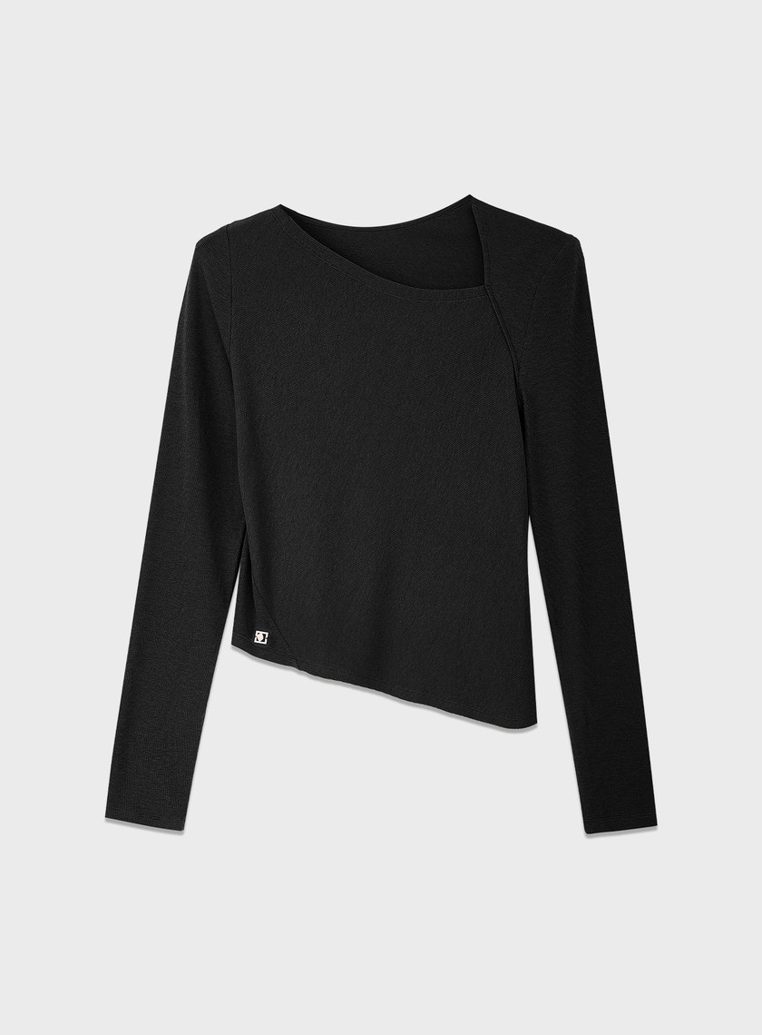 不對稱斜領修身上衣