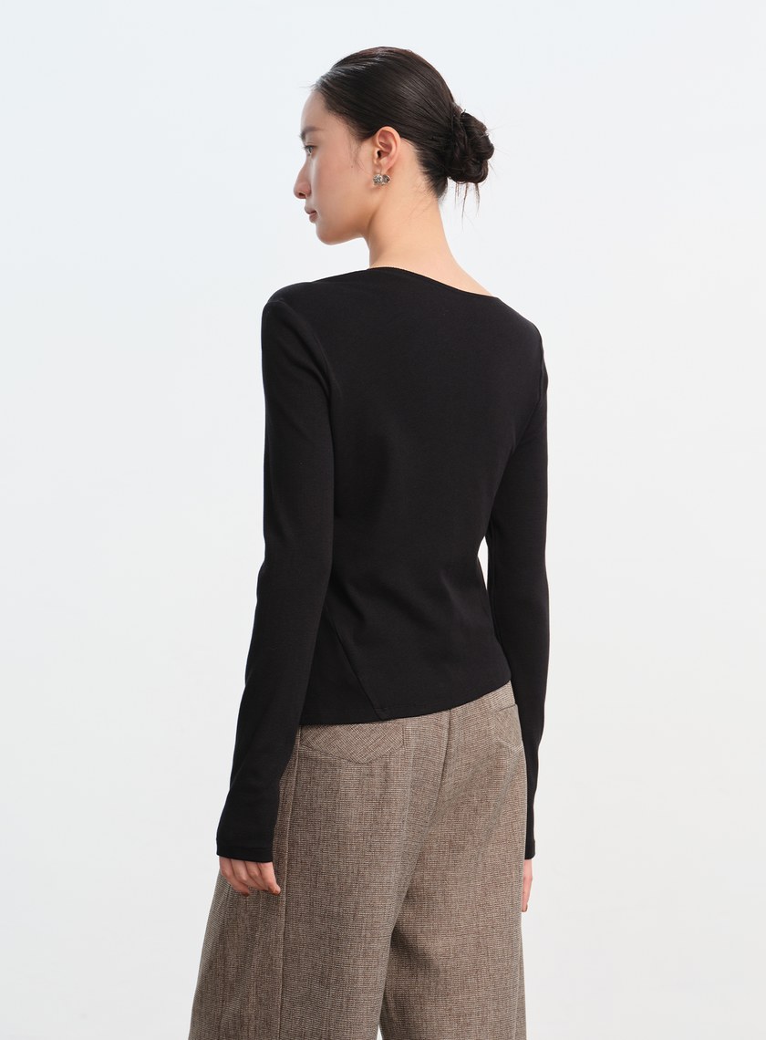 不對稱斜領修身上衣