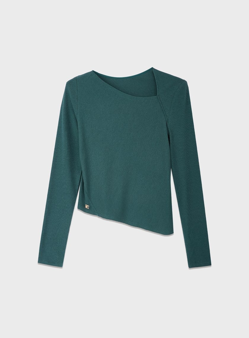 不對稱斜領修身上衣