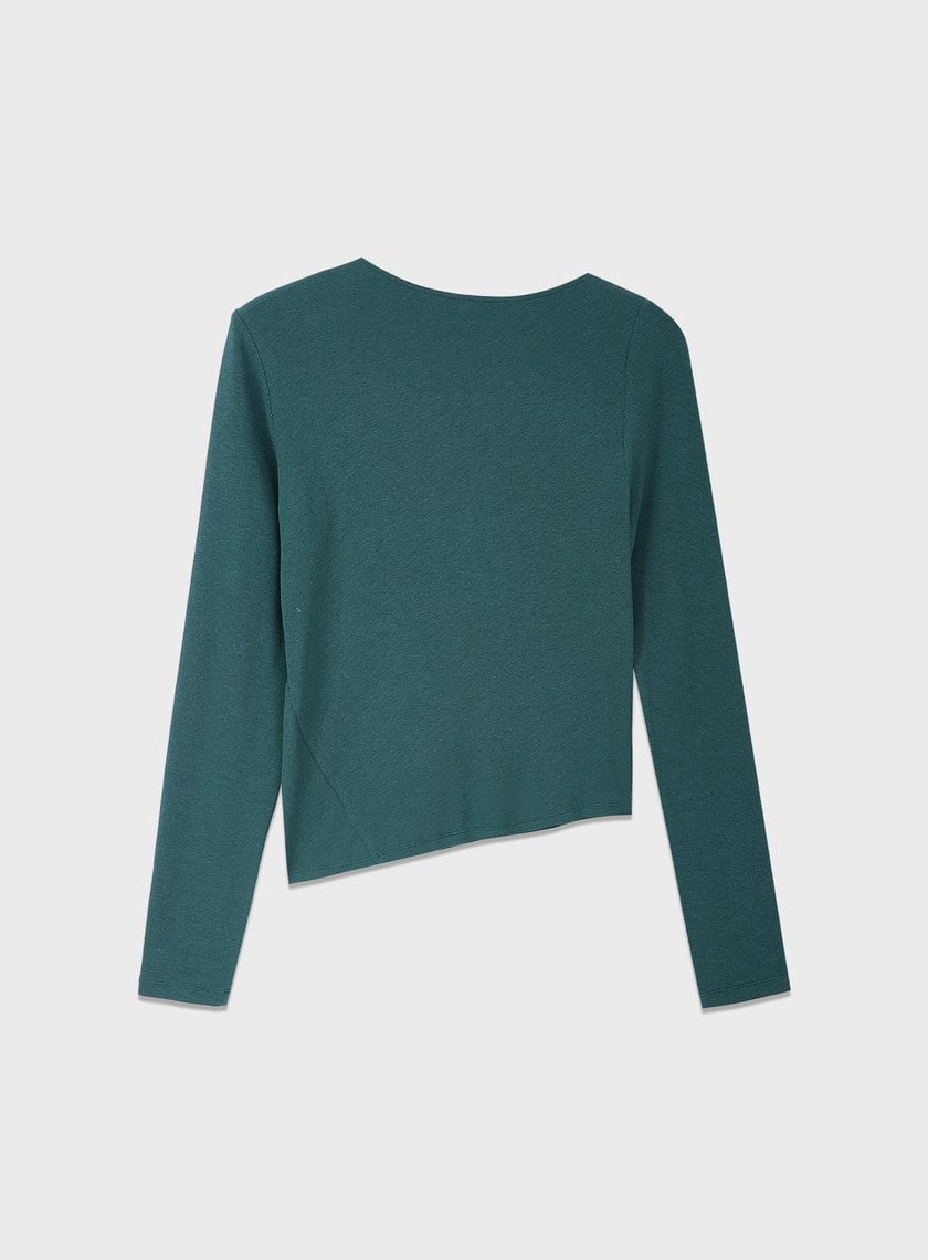 不對稱斜領修身上衣