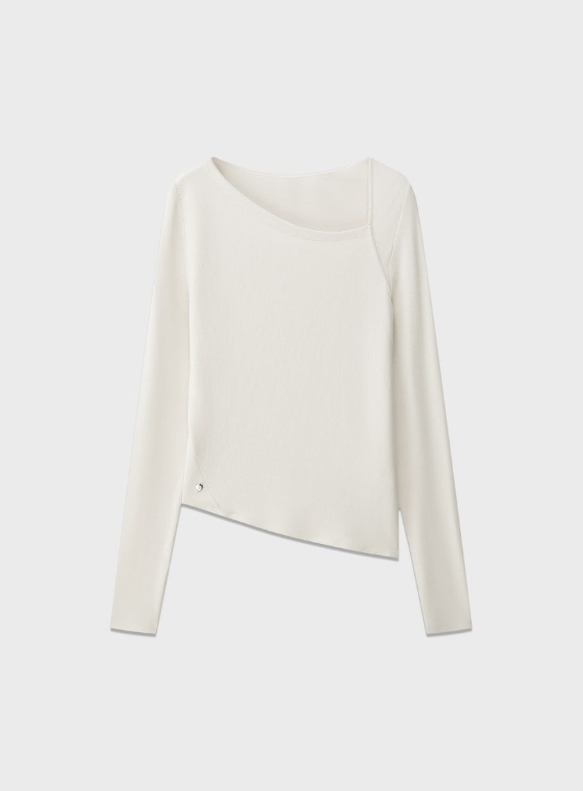 不對稱斜領修身上衣