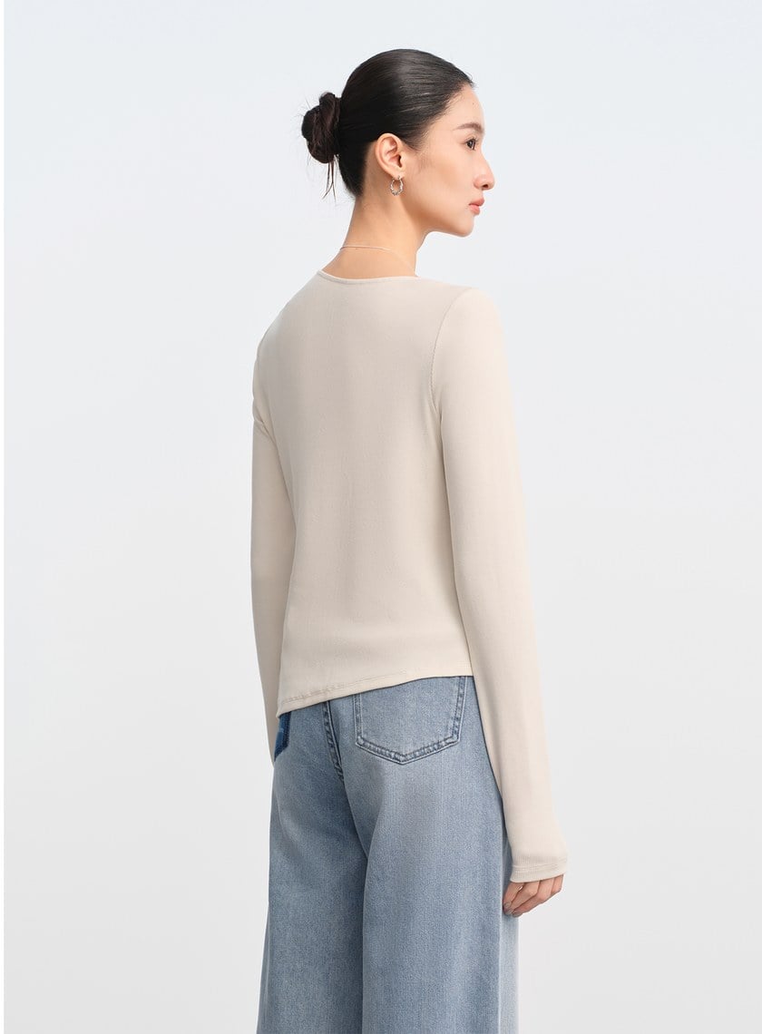 不對稱斜領修身上衣