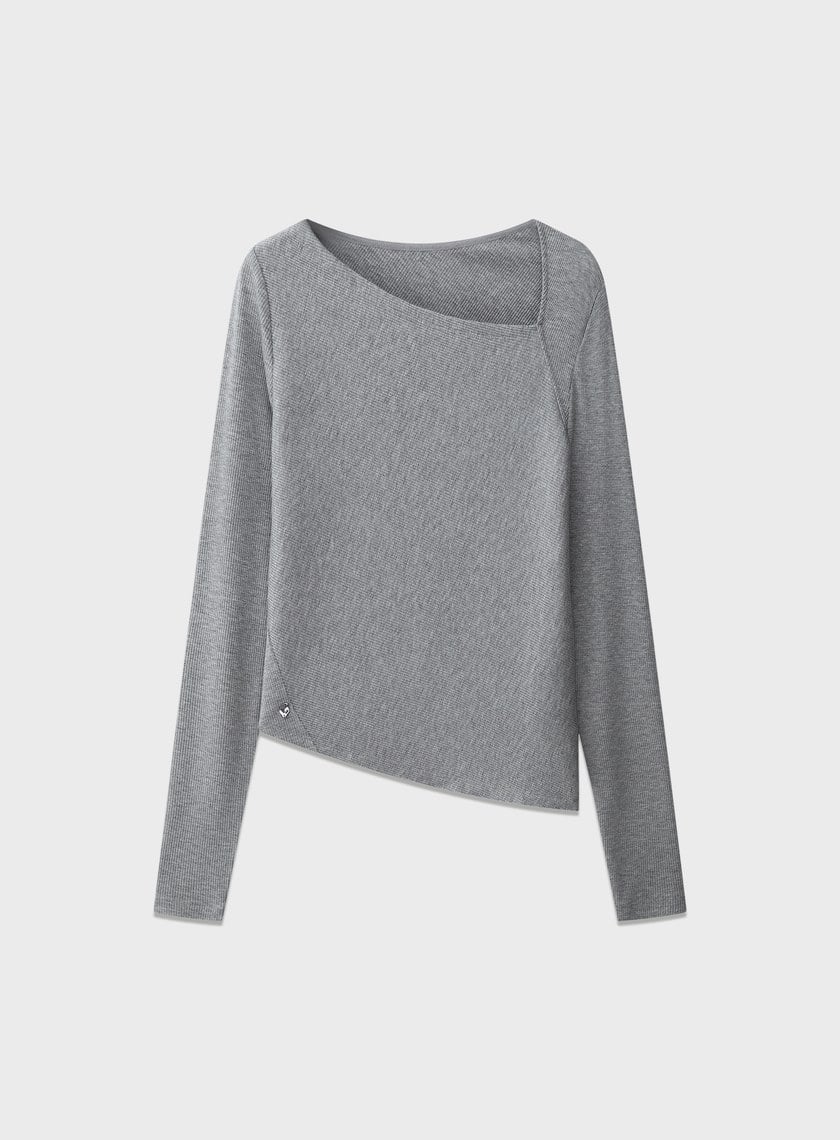 不對稱斜領修身上衣