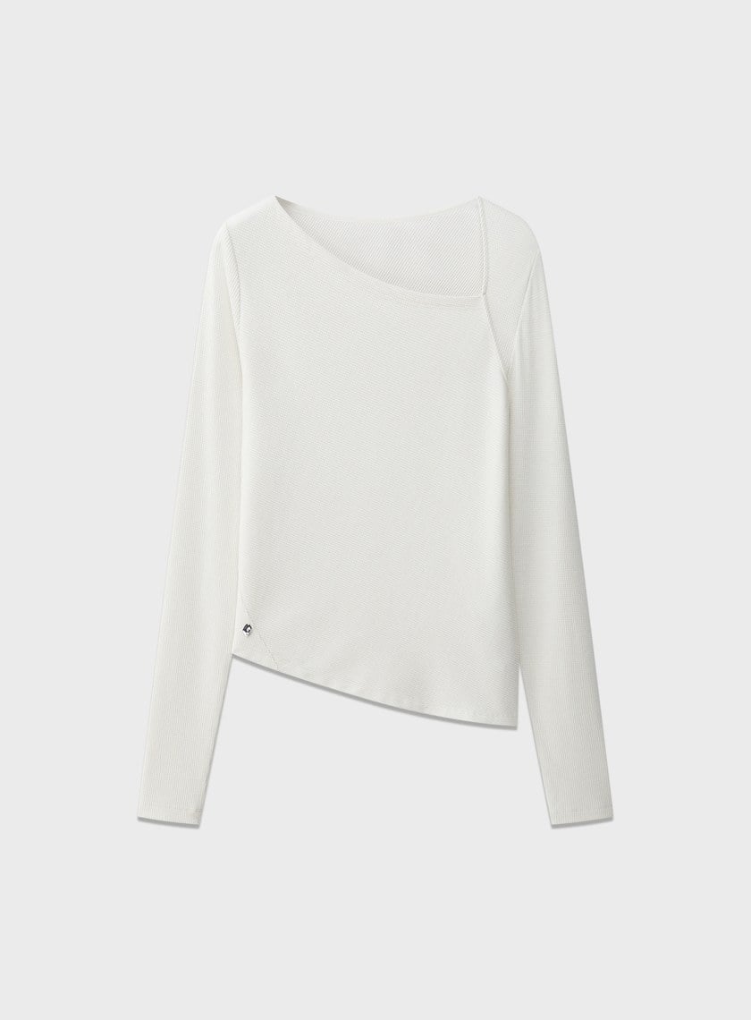 不對稱斜領修身上衣