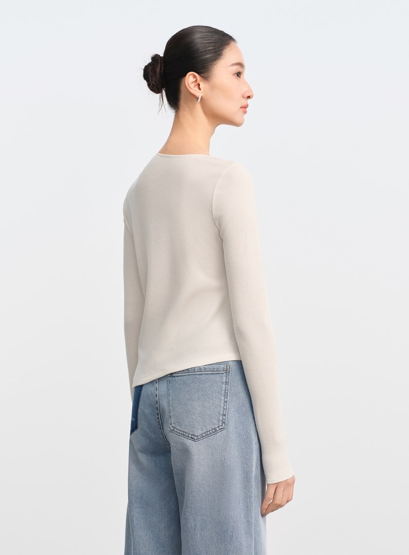 不對稱斜領修身上衣