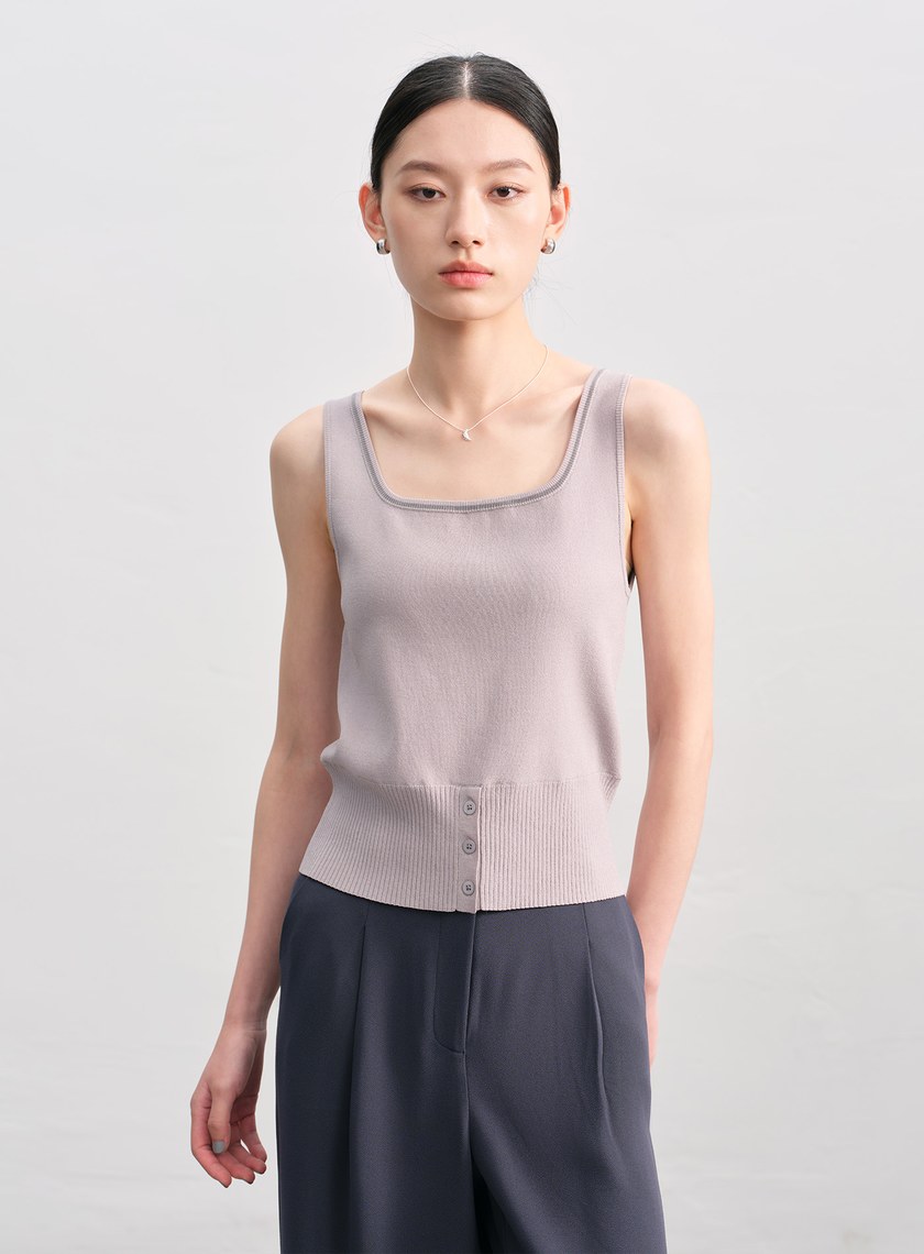 簡約半開襟針織背心