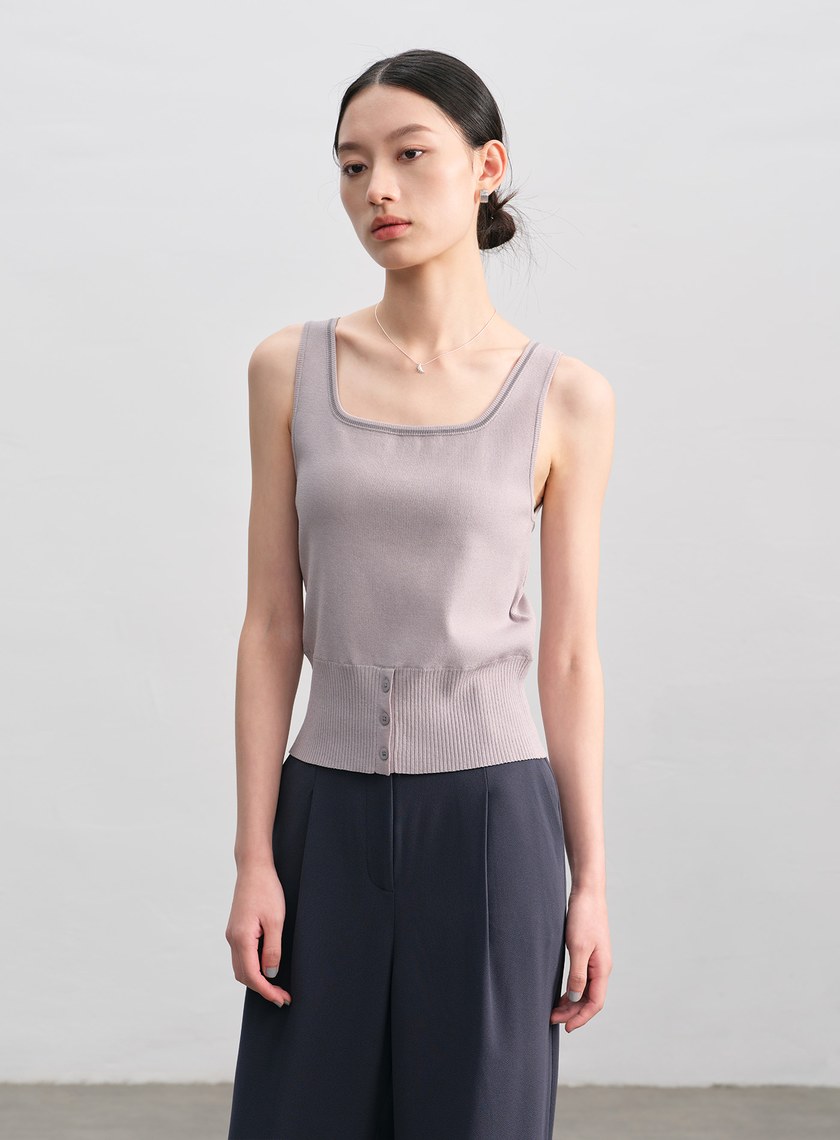 簡約半開襟針織背心