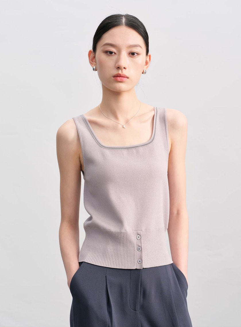 簡約半開襟針織背心
