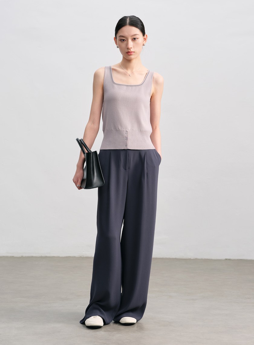 簡約半開襟針織背心