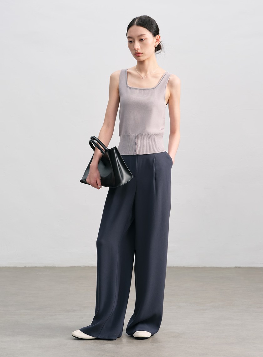 簡約半開襟針織背心