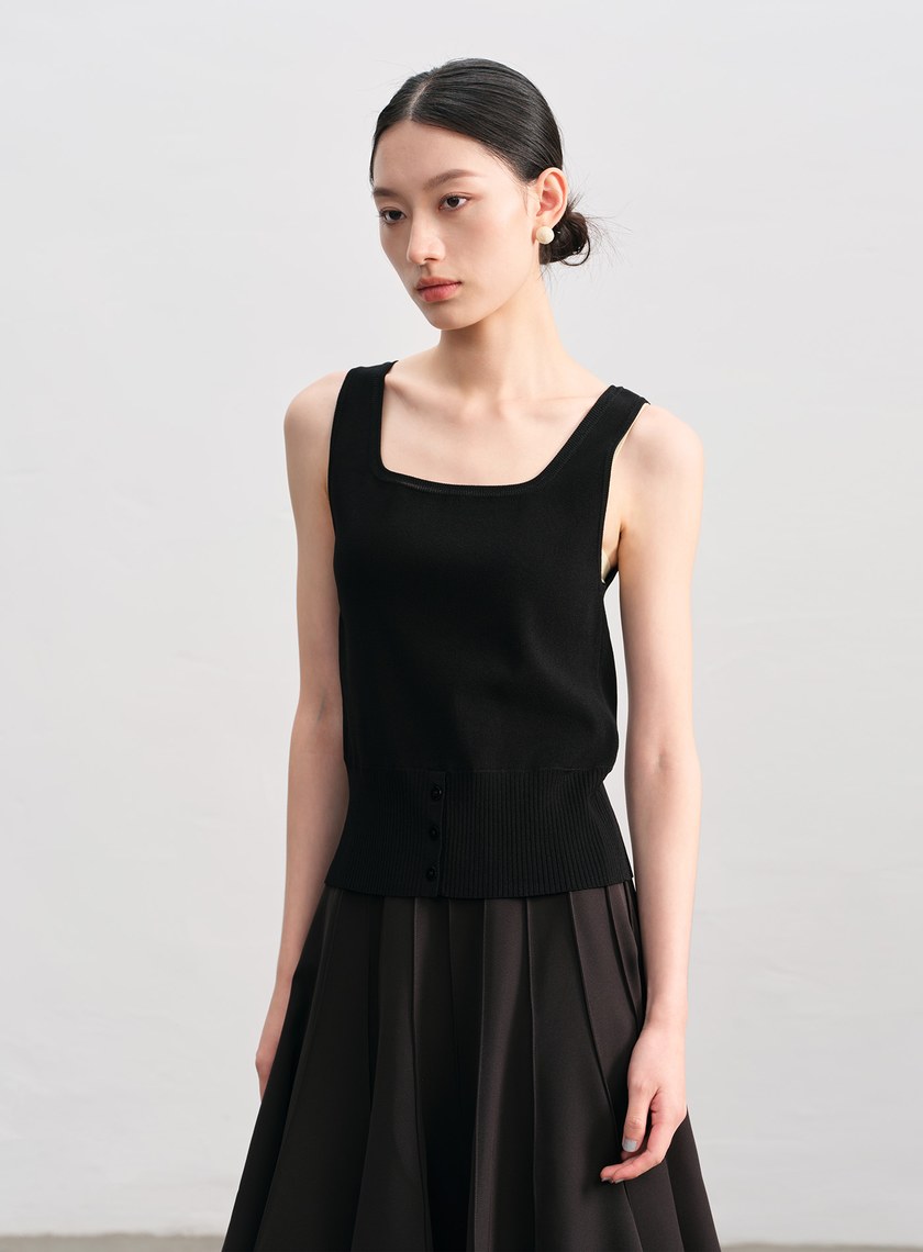 簡約半開襟針織背心