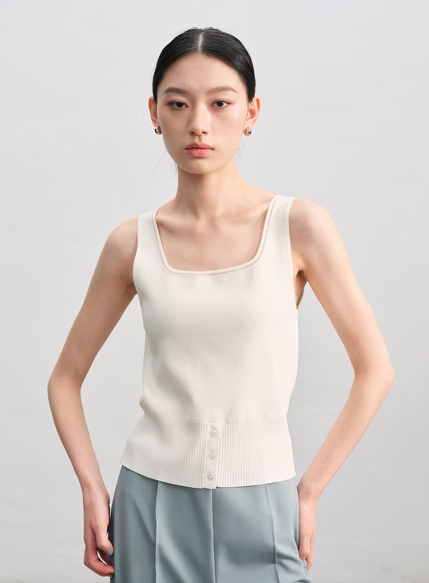 簡約半開襟針織背心