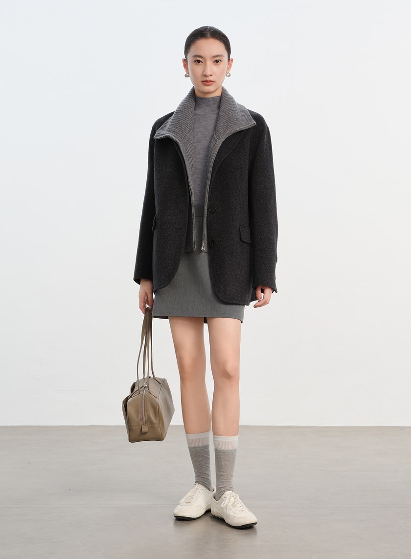 純羊毛半高領針織背心