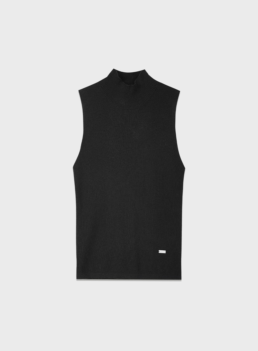 純羊毛半高領針織背心