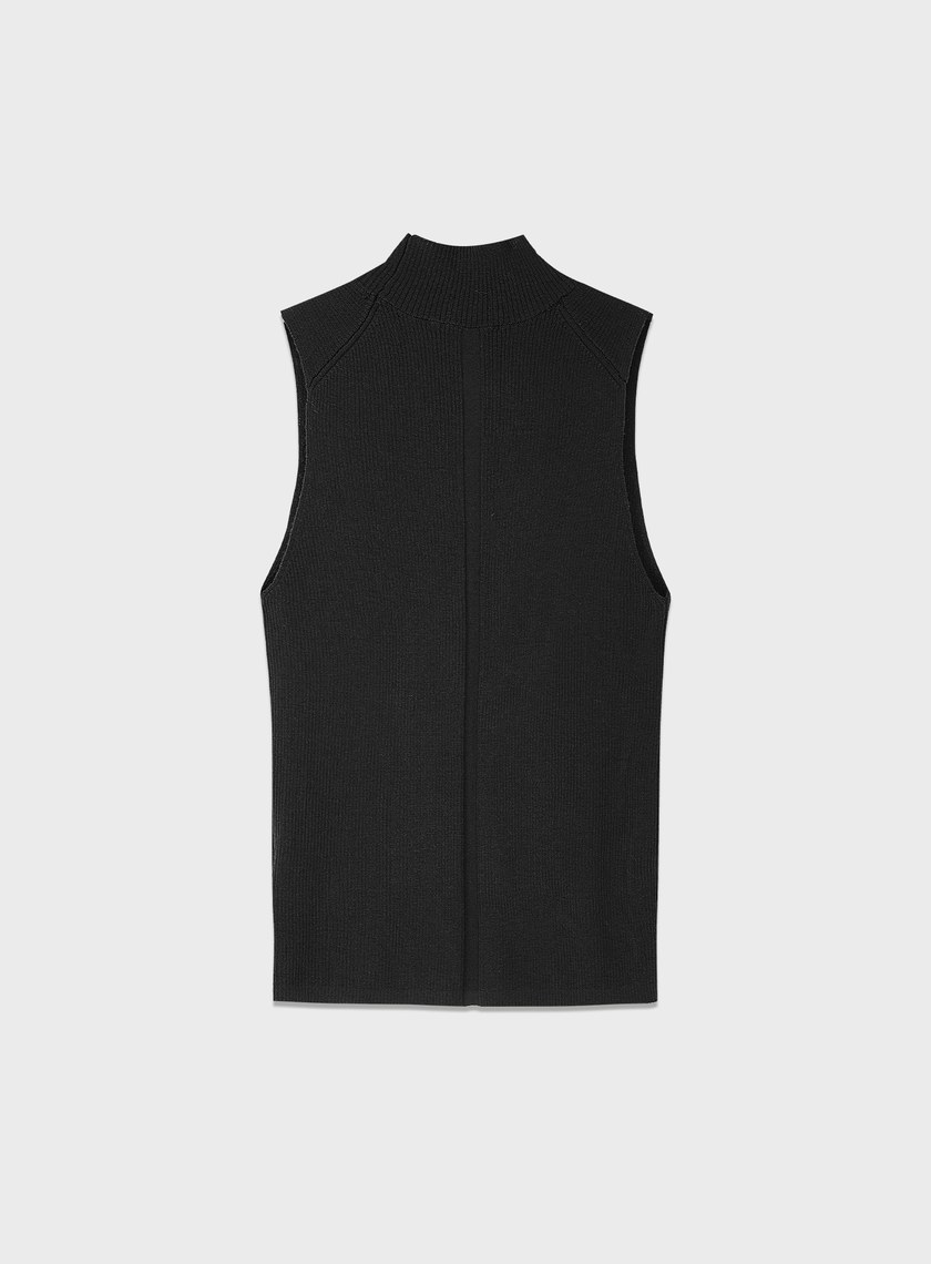 純羊毛半高領針織背心