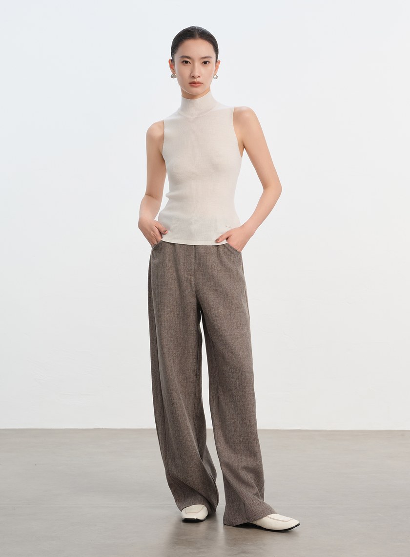 純羊毛半高領針織背心