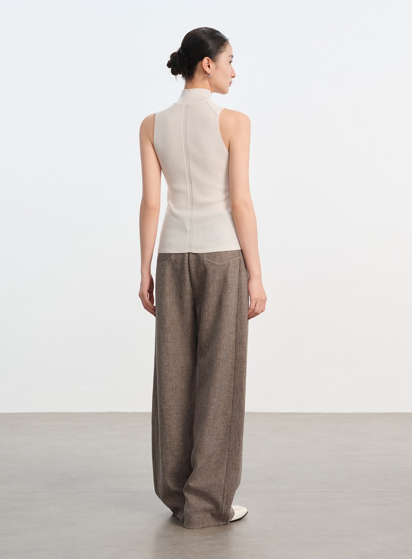 純羊毛半高領針織背心