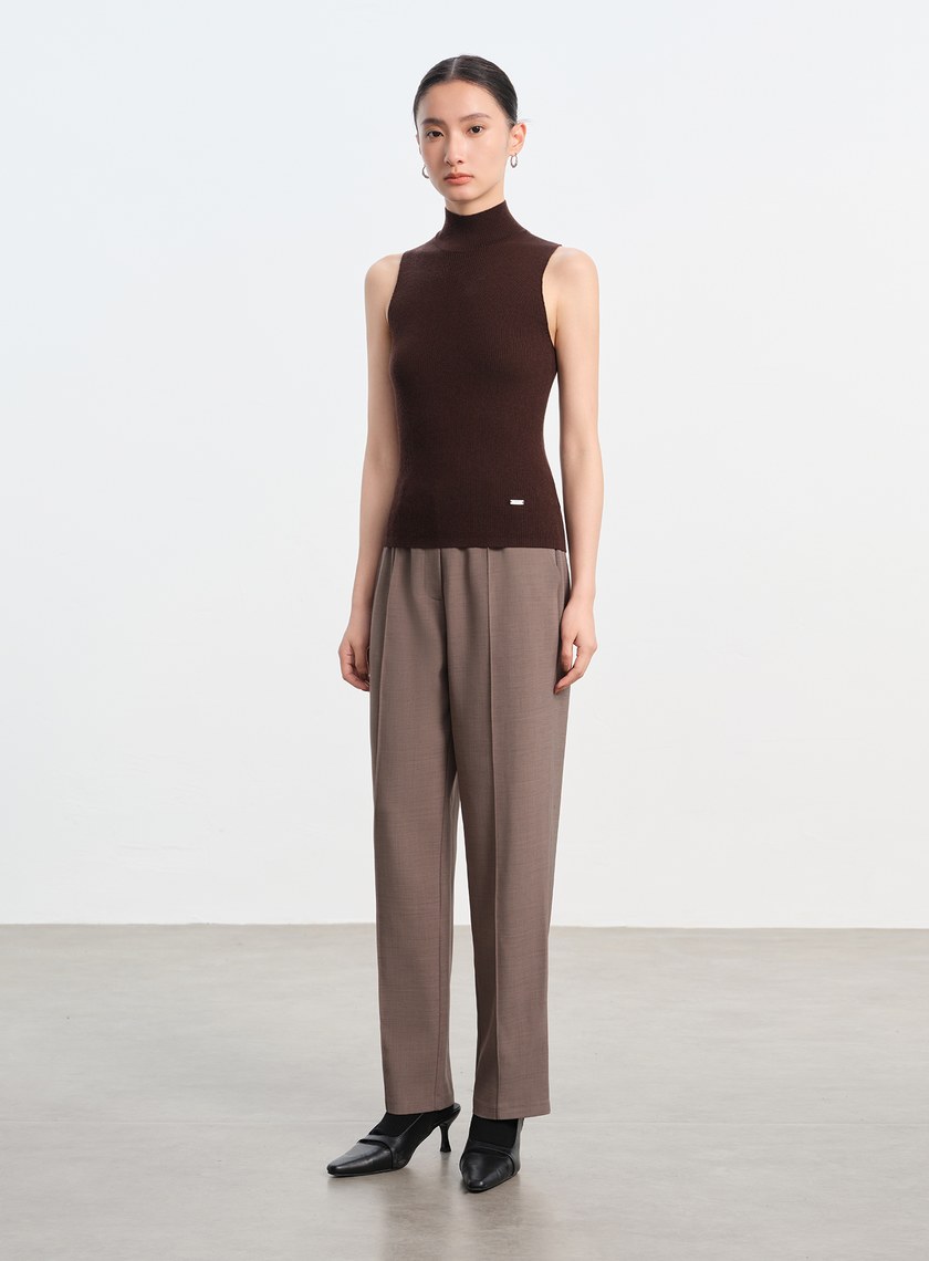 純羊毛半高領針織背心