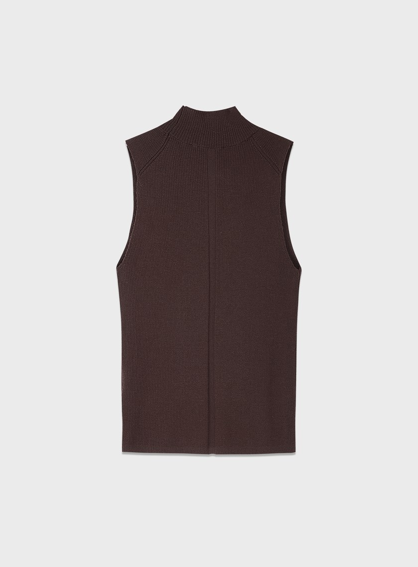 純羊毛半高領針織背心