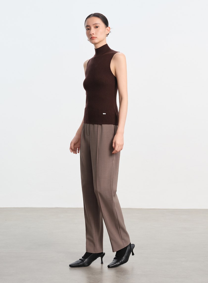 純羊毛半高領針織背心