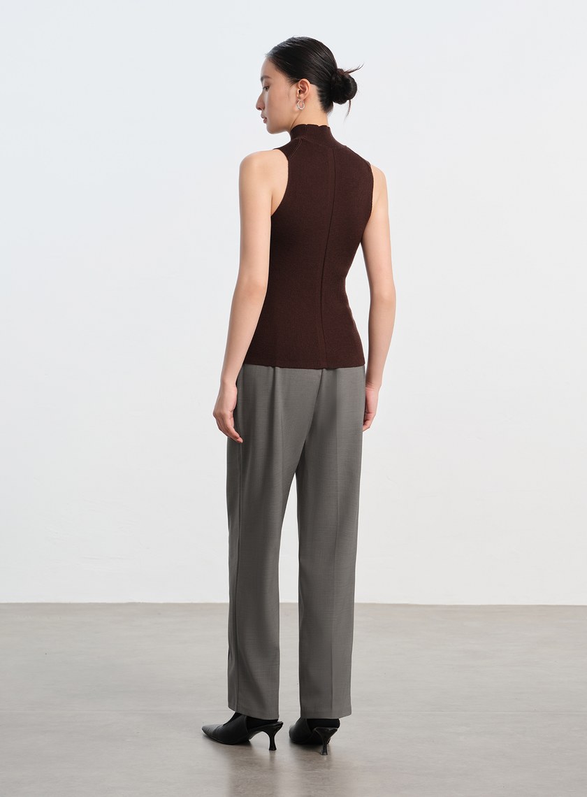 純羊毛半高領針織背心