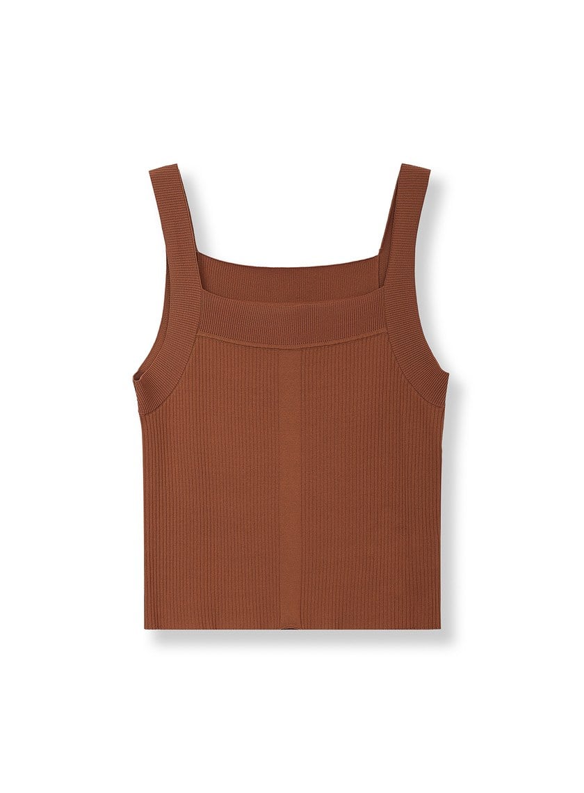 經典修身方領針織背心